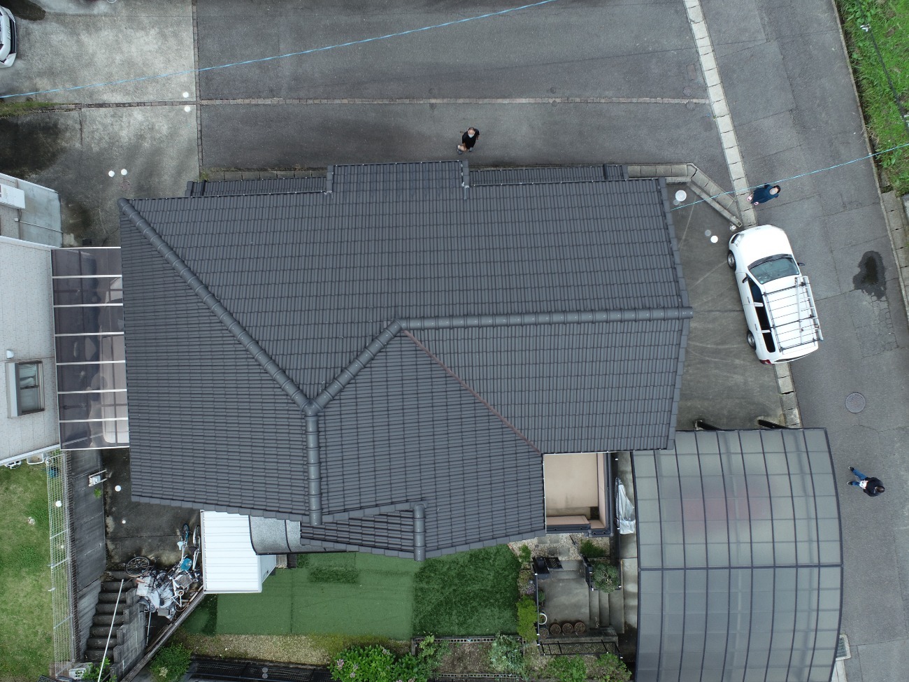 名古屋市名東区　ドローンで撮影した施工前の建物全体